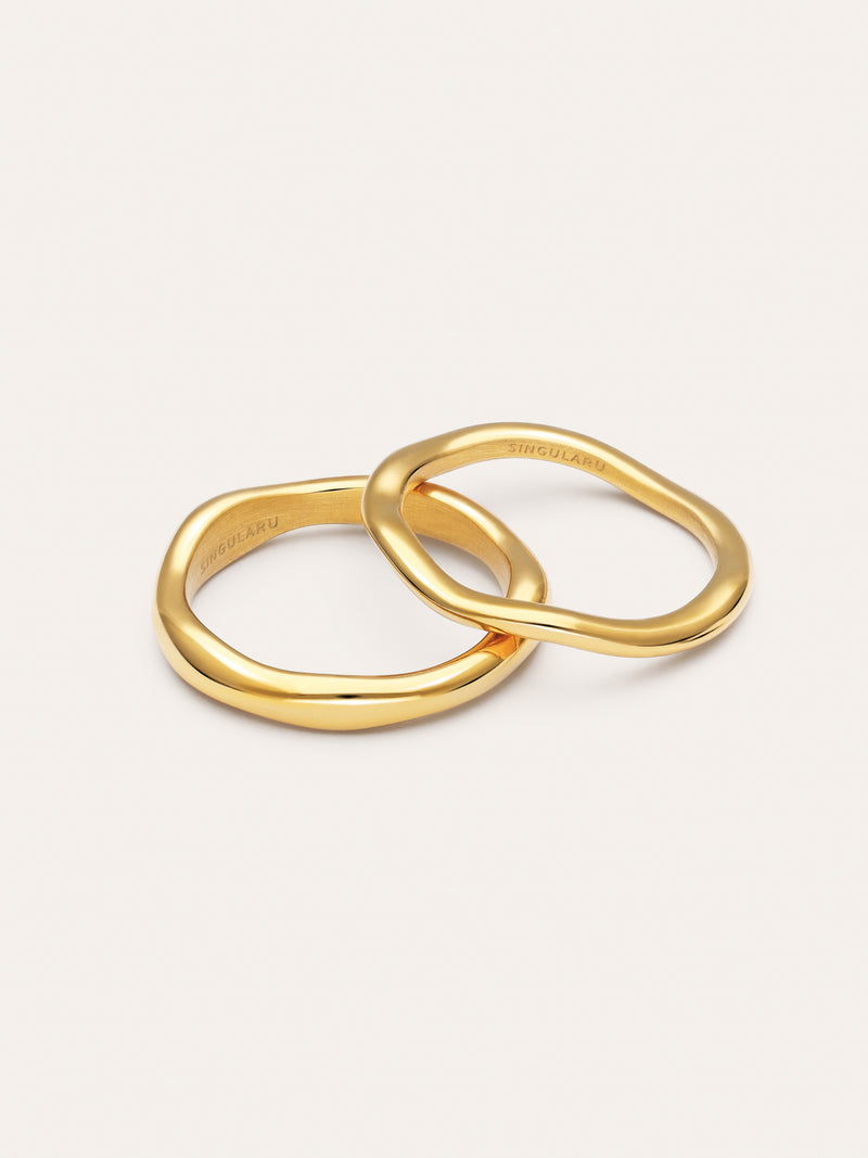 Neo Stainless Steel Gold 2 Pack Rings