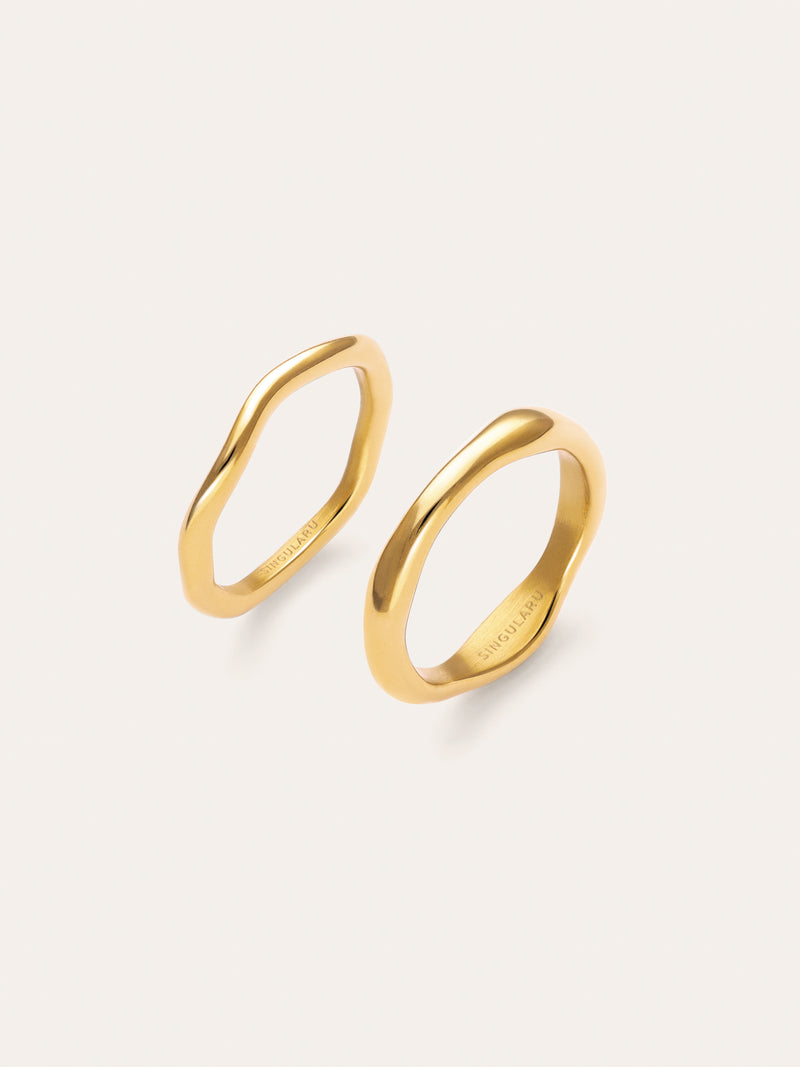 Neo Stainless Steel Gold 2 Pack Rings