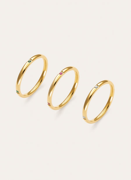 3 Ring Set Palmar Colors Steel Gold Plated
