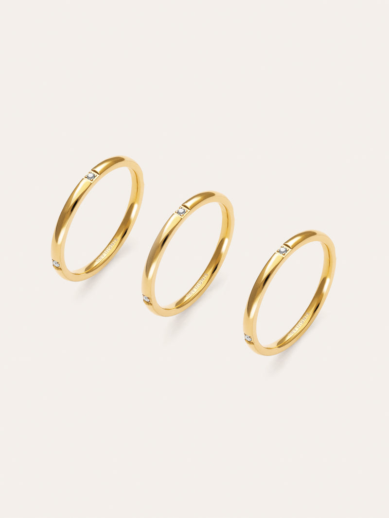 Pack 3 Anillos Palmar Spark Acero Baño Oro
