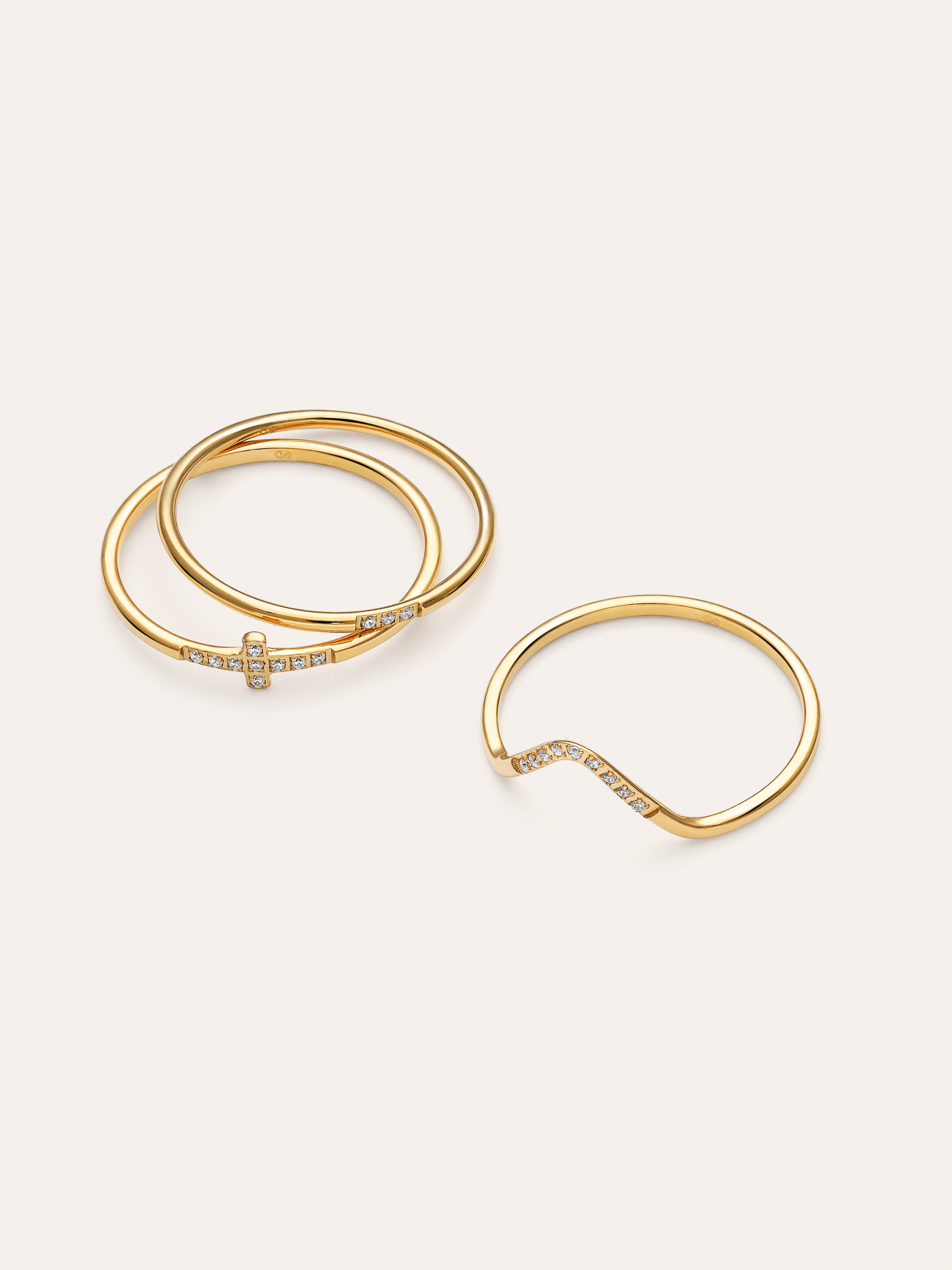 Sparks Stainless Steel 3 Pack Gold Rings
