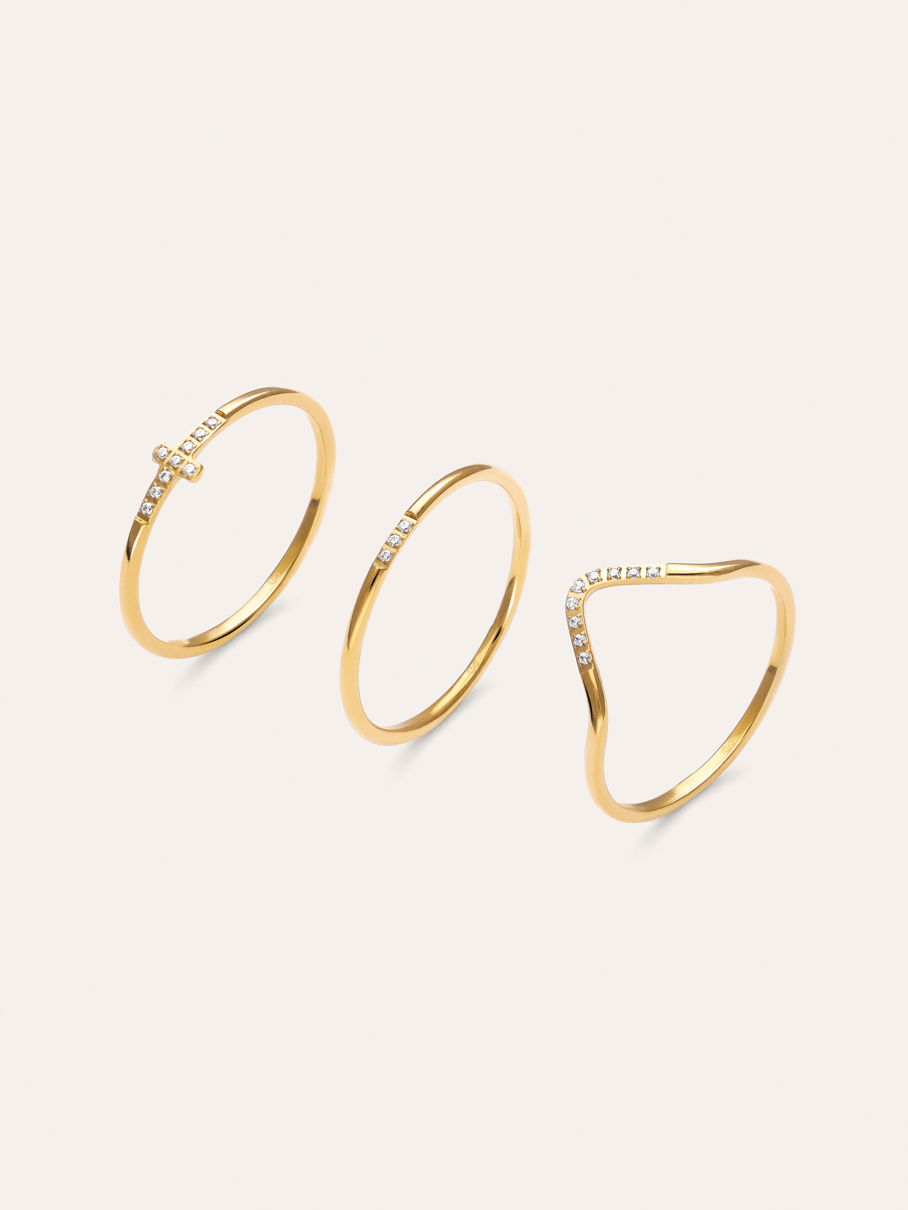 Sparks Stainless Steel 3 Pack Gold Rings