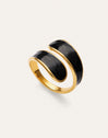 Anillo Abbraccio Black Acero Baño Oro