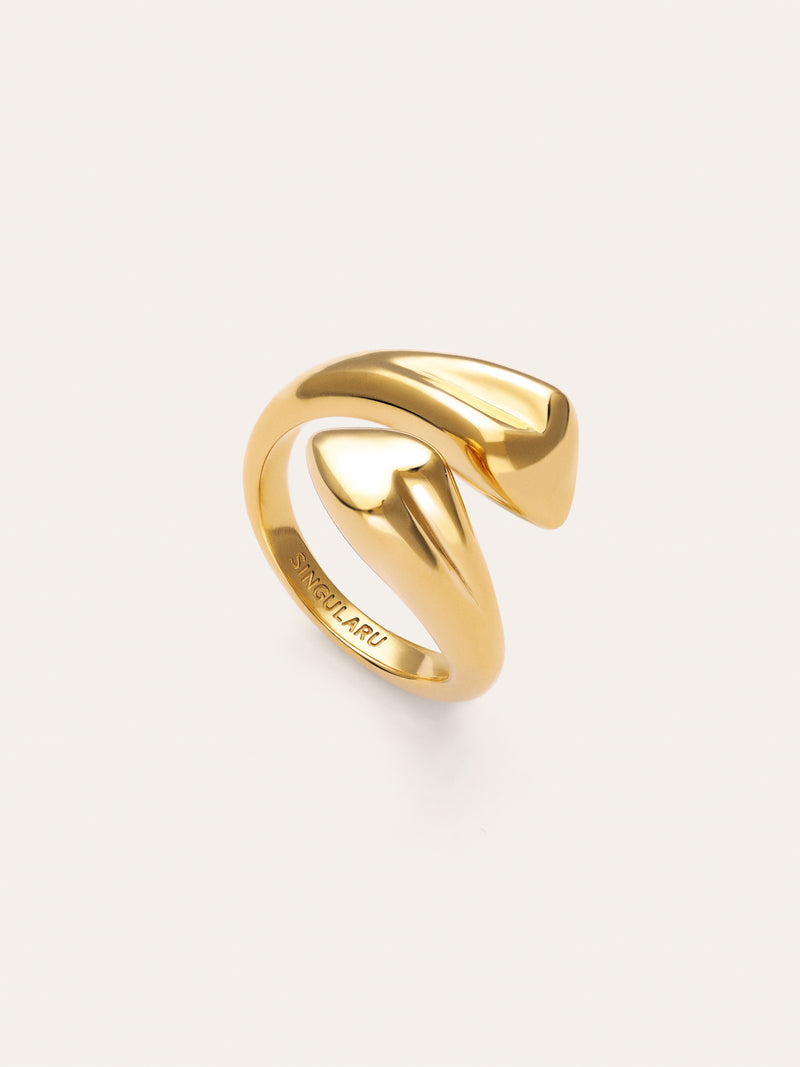 Abbraccio Amour Stainless Steel Gold Ring