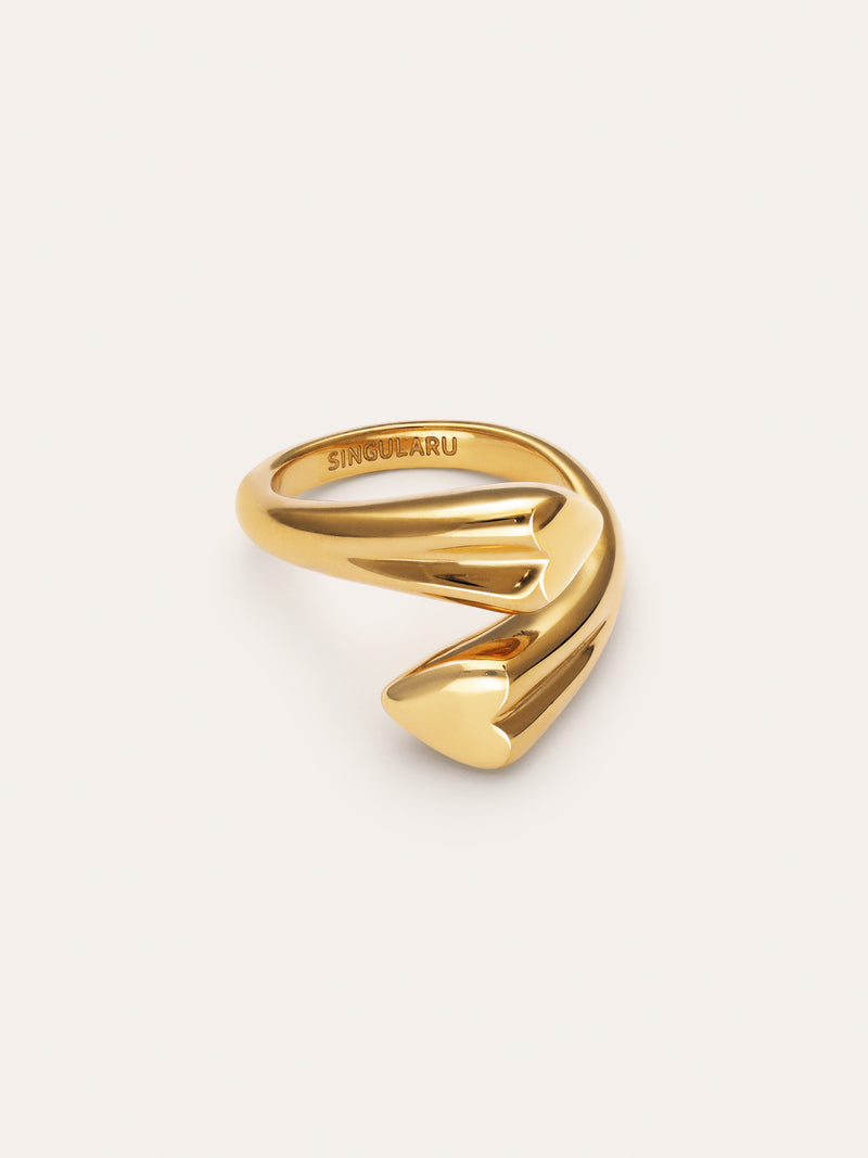 Abbraccio Amour Stainless Steel Gold Ring