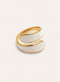 Abraccio White Stainless Steel Gold Ring 