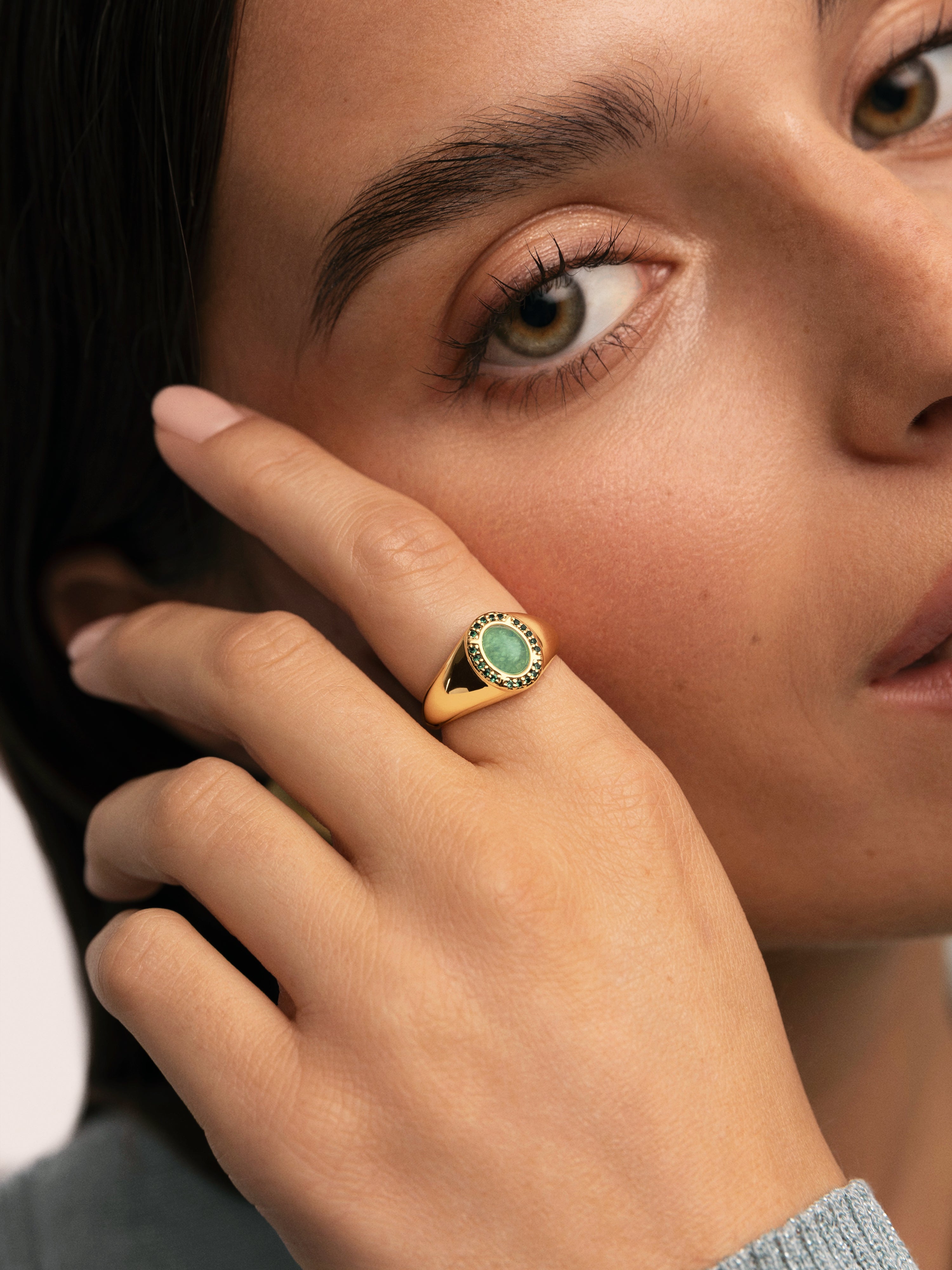 Anillo Amanda Verde Baño Oro