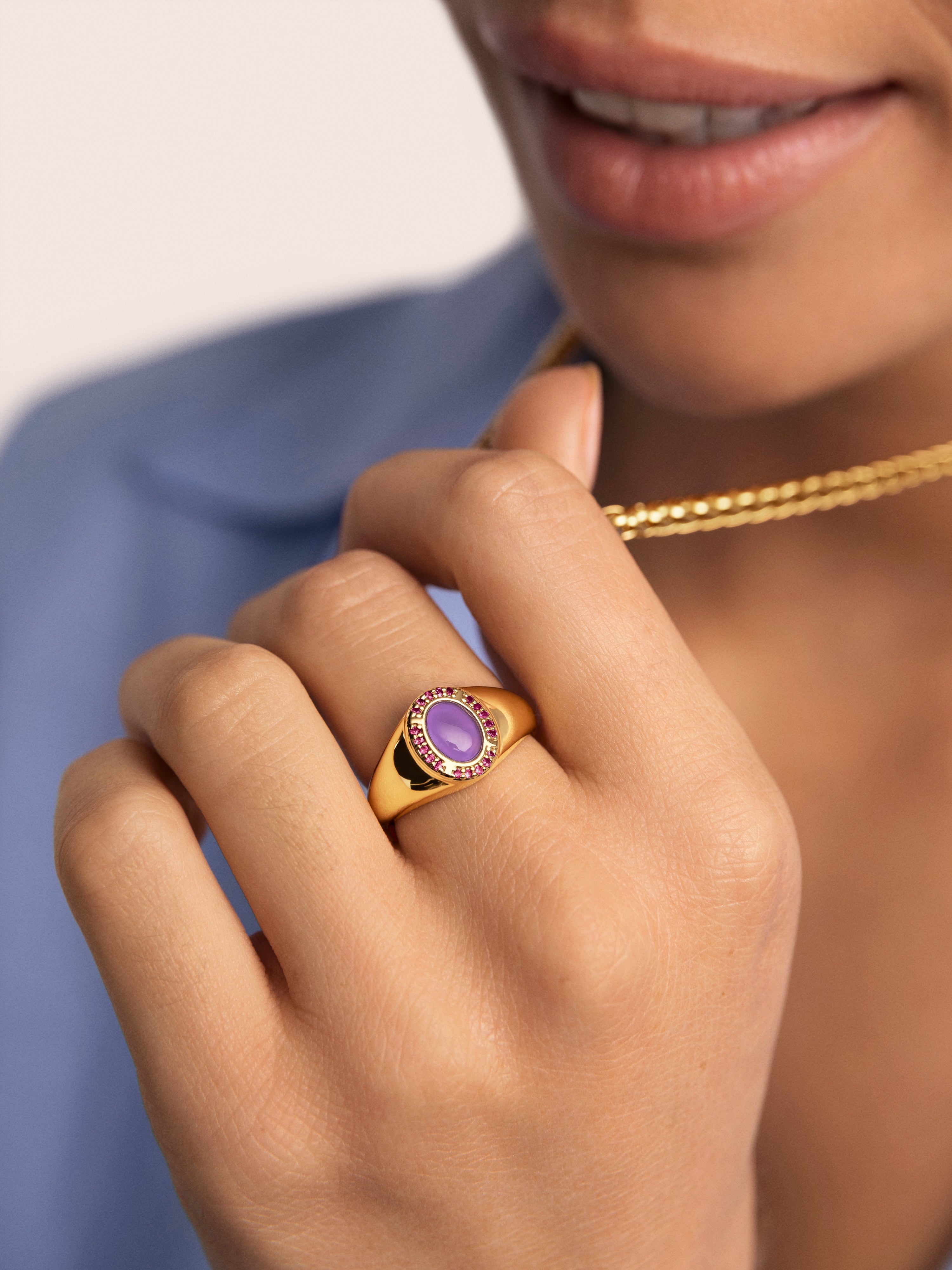 Anillo Amanda Violeta Baño Oro