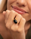 Black Catalina Stainless Steel Gold Ring