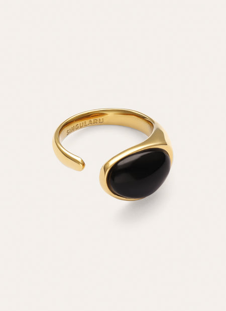 Black Catalina Stainless Steel Gold Ring