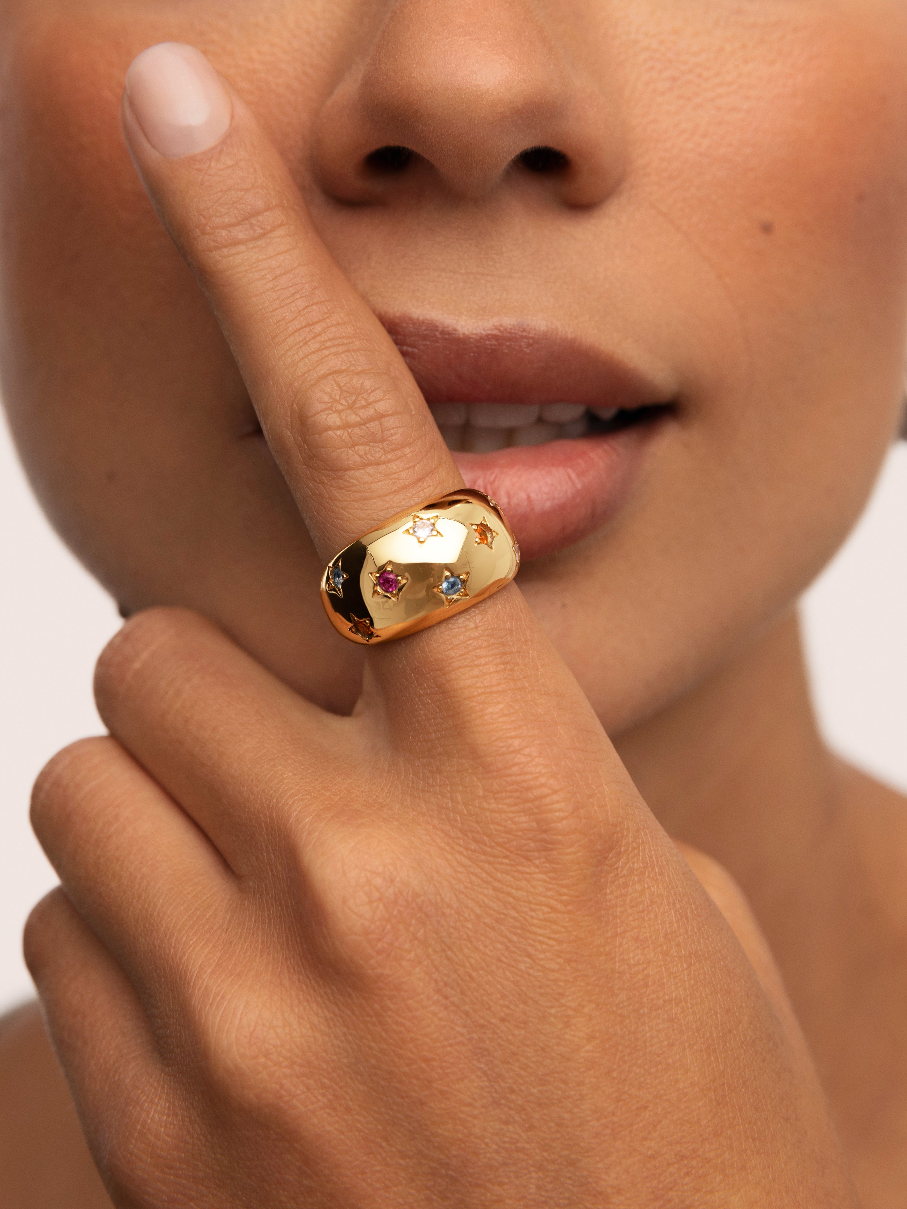 Bomb Color Stars Gold Ring 