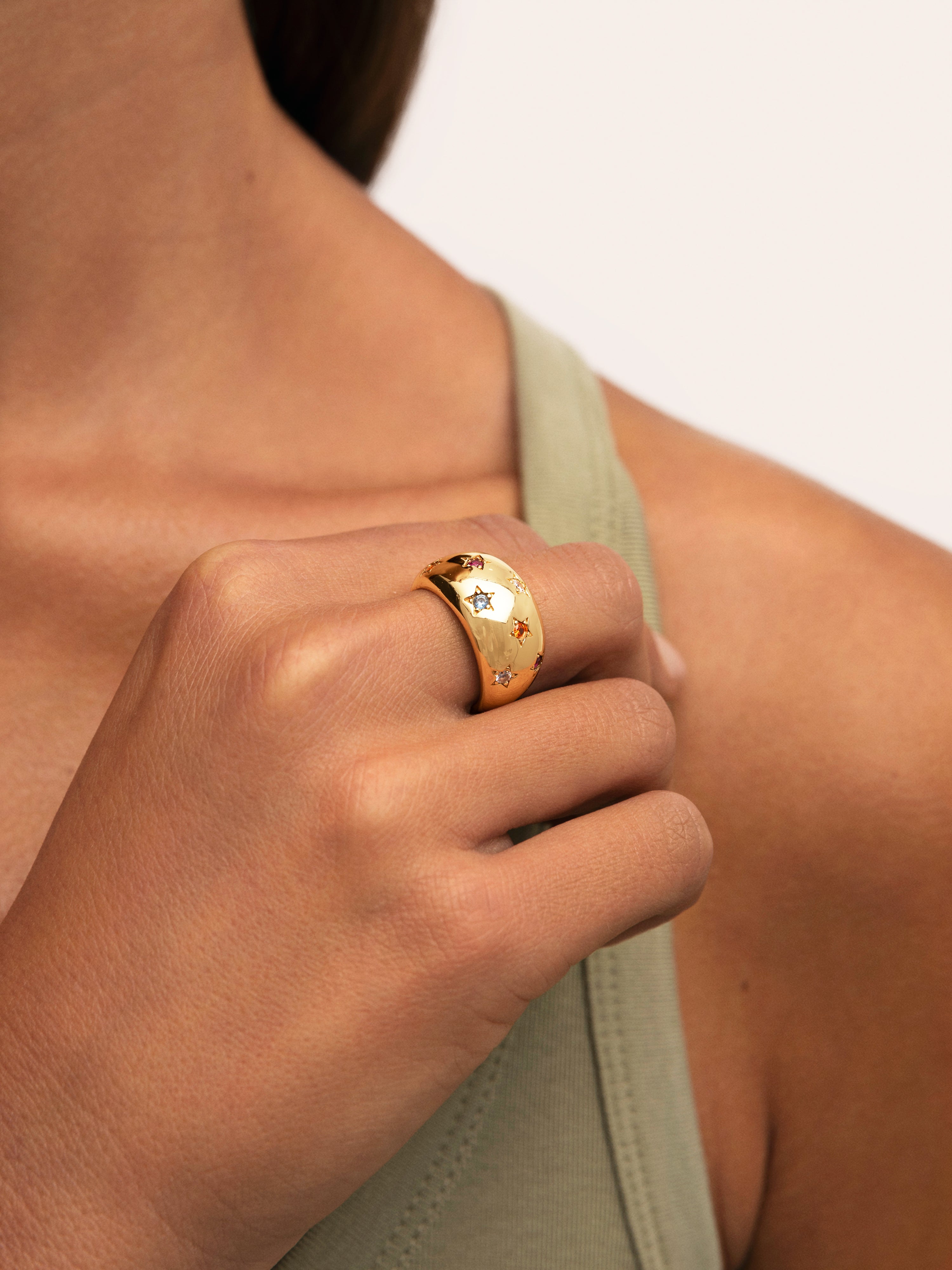 Bomb Color Stars Gold Ring 