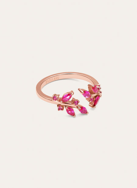 Buganvilla Raspberry Ring, Rose Gold Plated