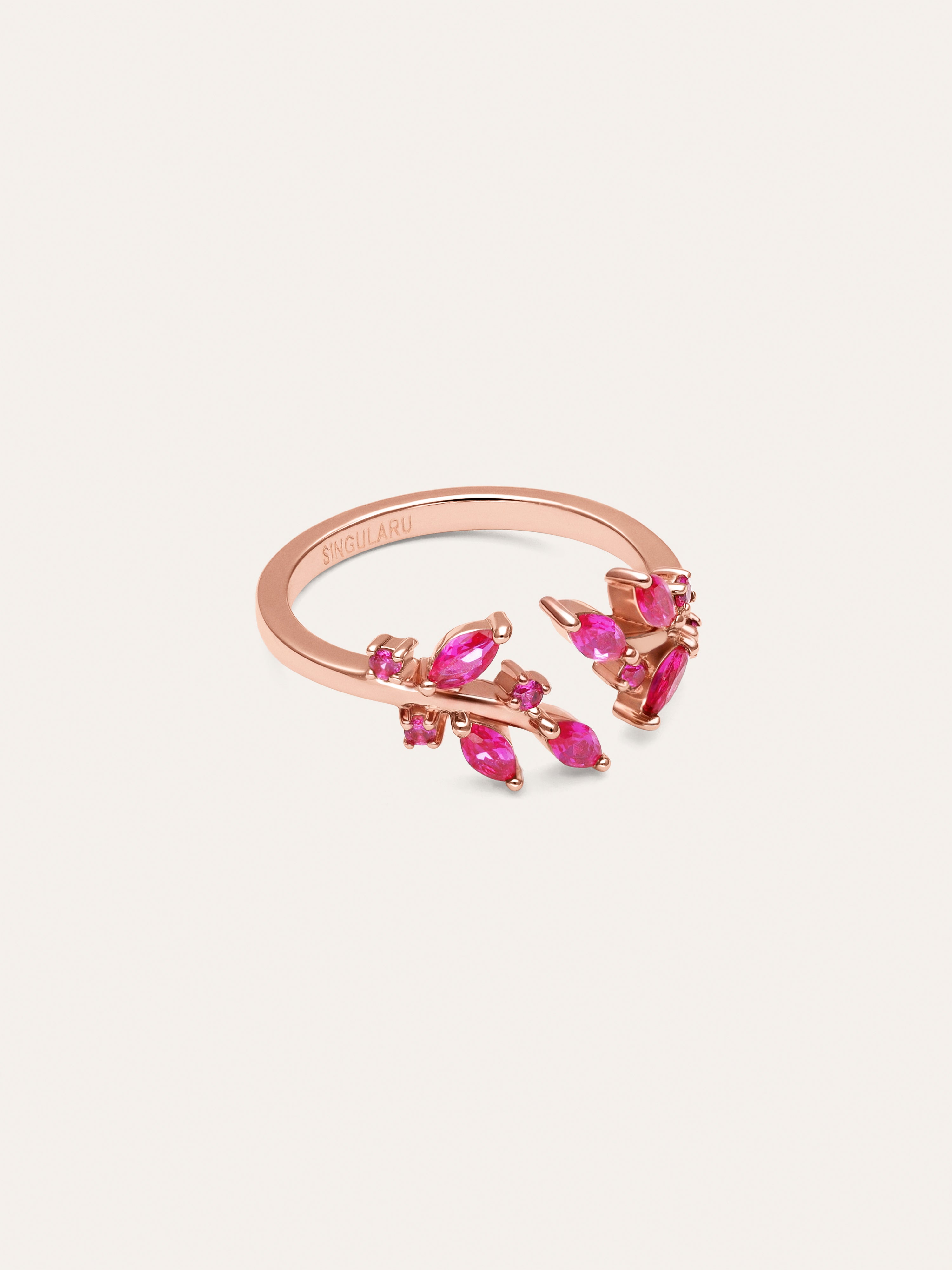 Buganvilla Raspberry Ring, Rose Gold Plated