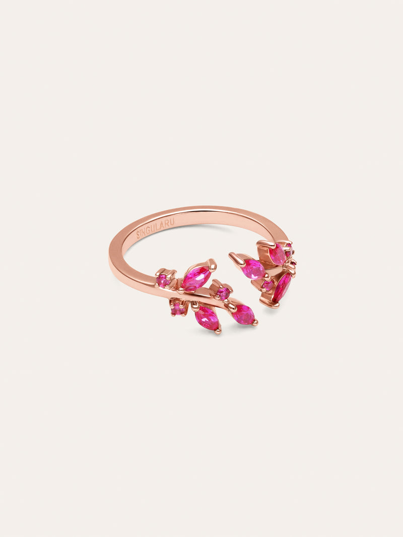 Buganvilla Raspberry Ring, Rose Gold Plated