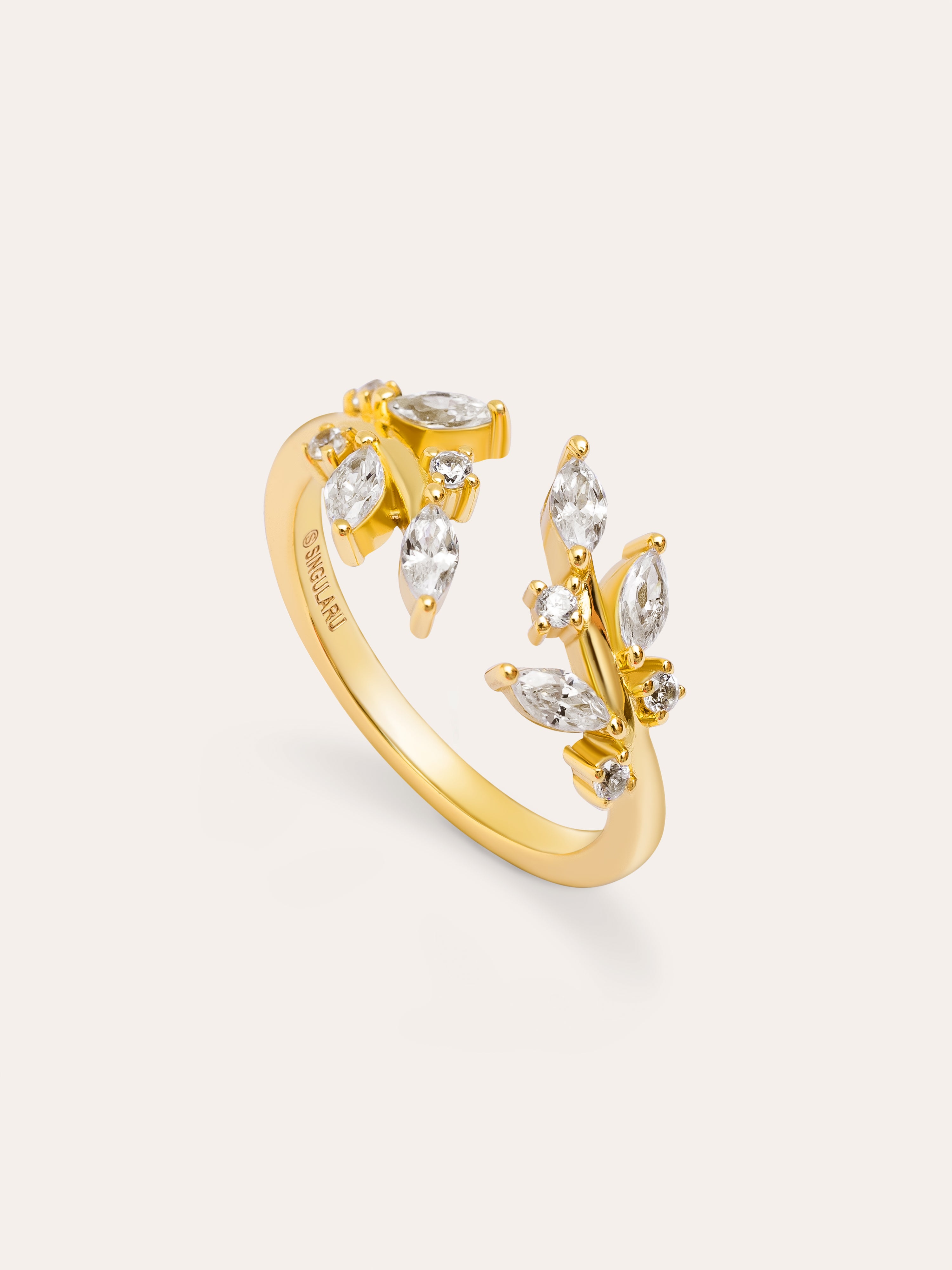 Anello Buganvilla White Placcato Oro