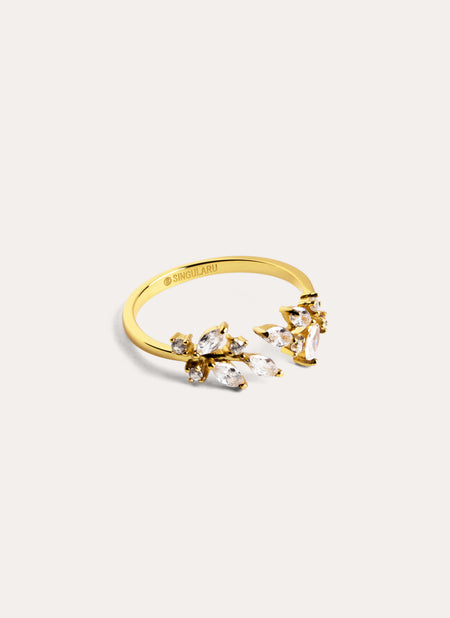 Buganvilla White Ring Gold Plated