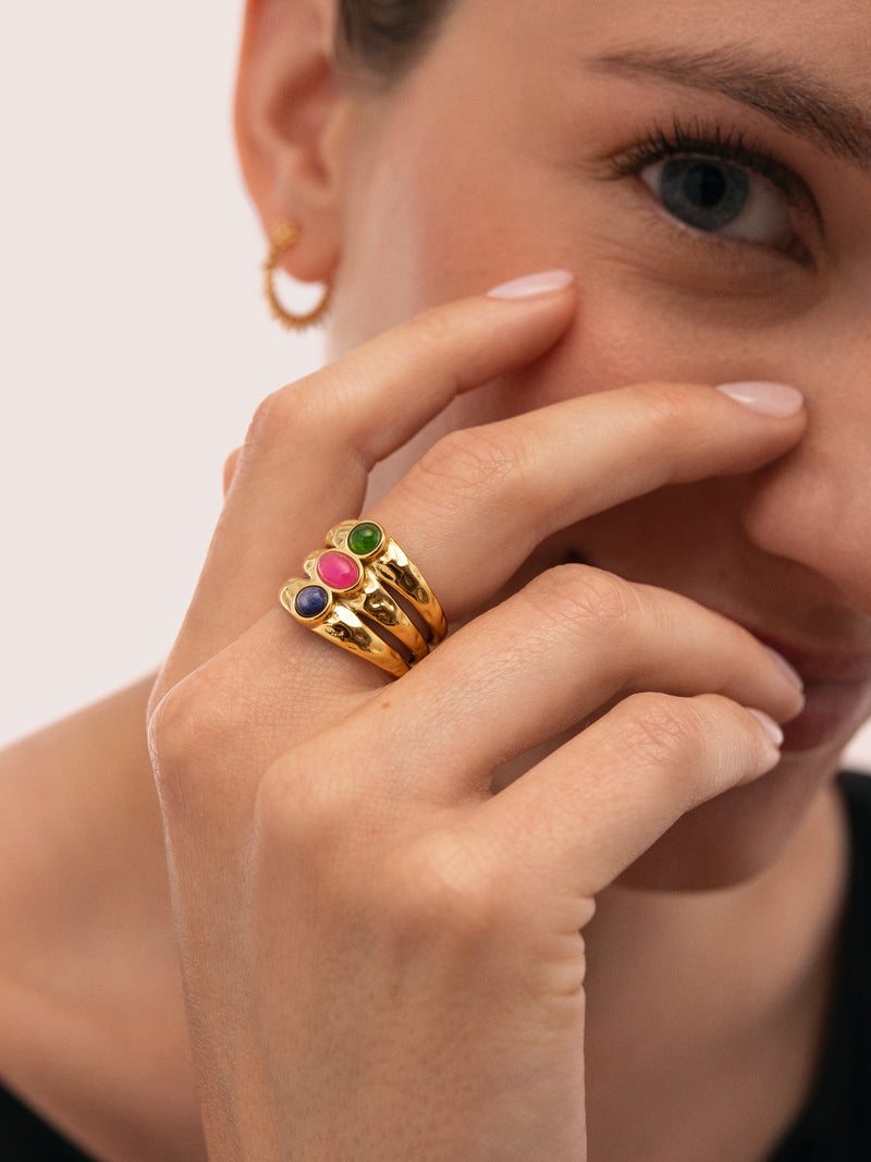 Candela Stones Ring Steel Gold Plated