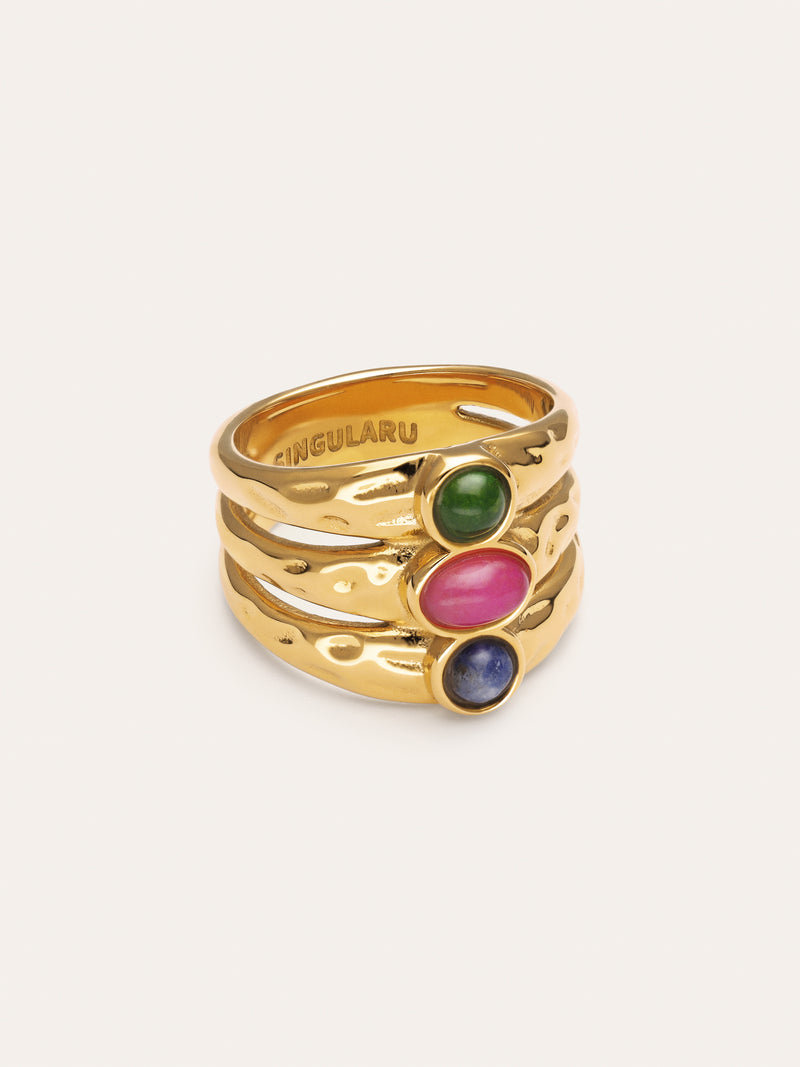 Candela Stones Ring Steel Gold Plated