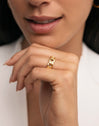 Anillo Chunky Eslabón Acero Baño Oro