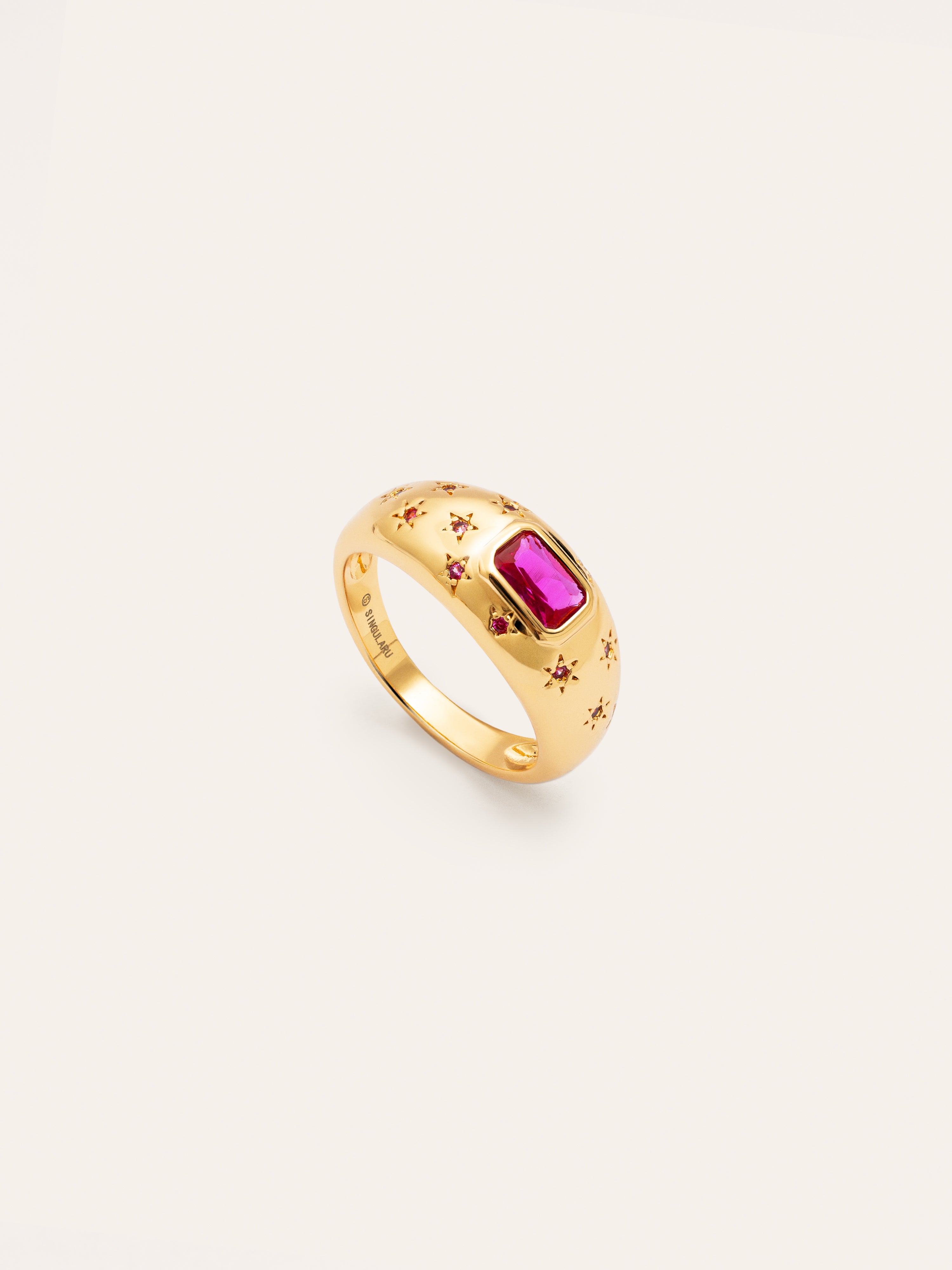 Anillo Charlotte Fucsia Baño Oro