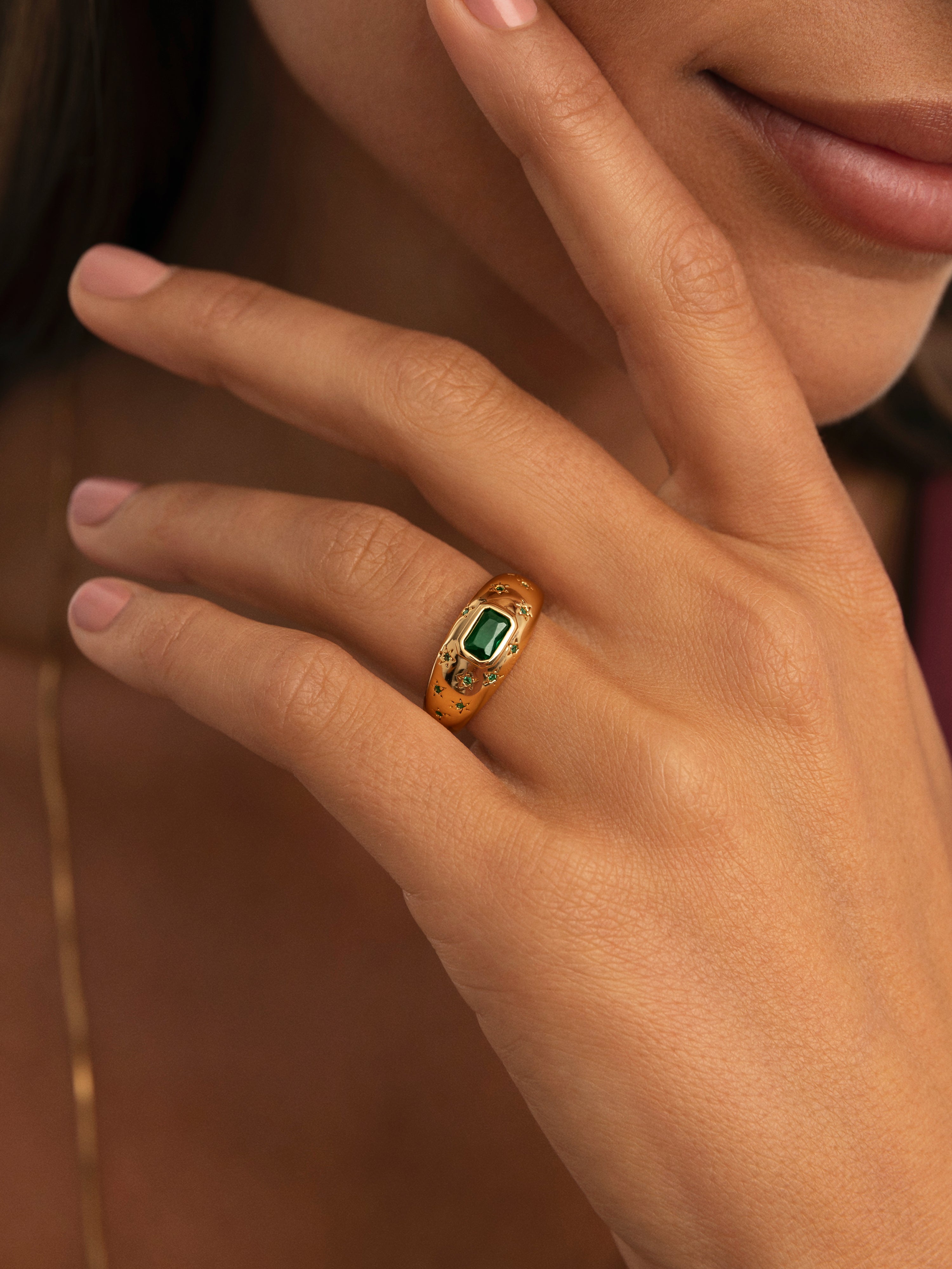 Charlotte Esmeralda Gold Ring