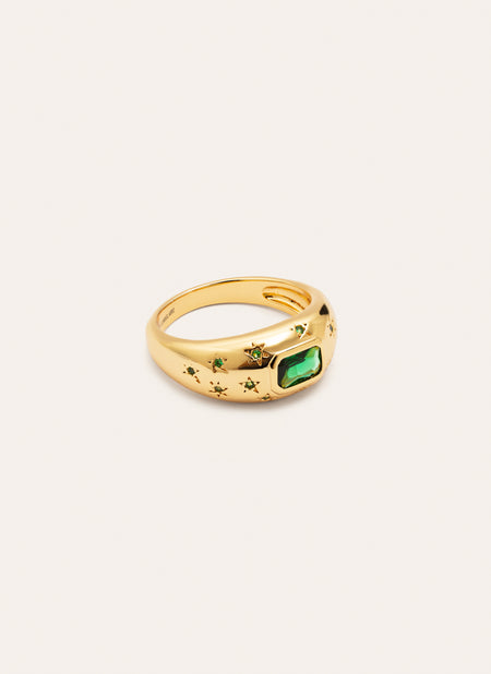 Anillo Charlotte Esmeralda Baño Oro