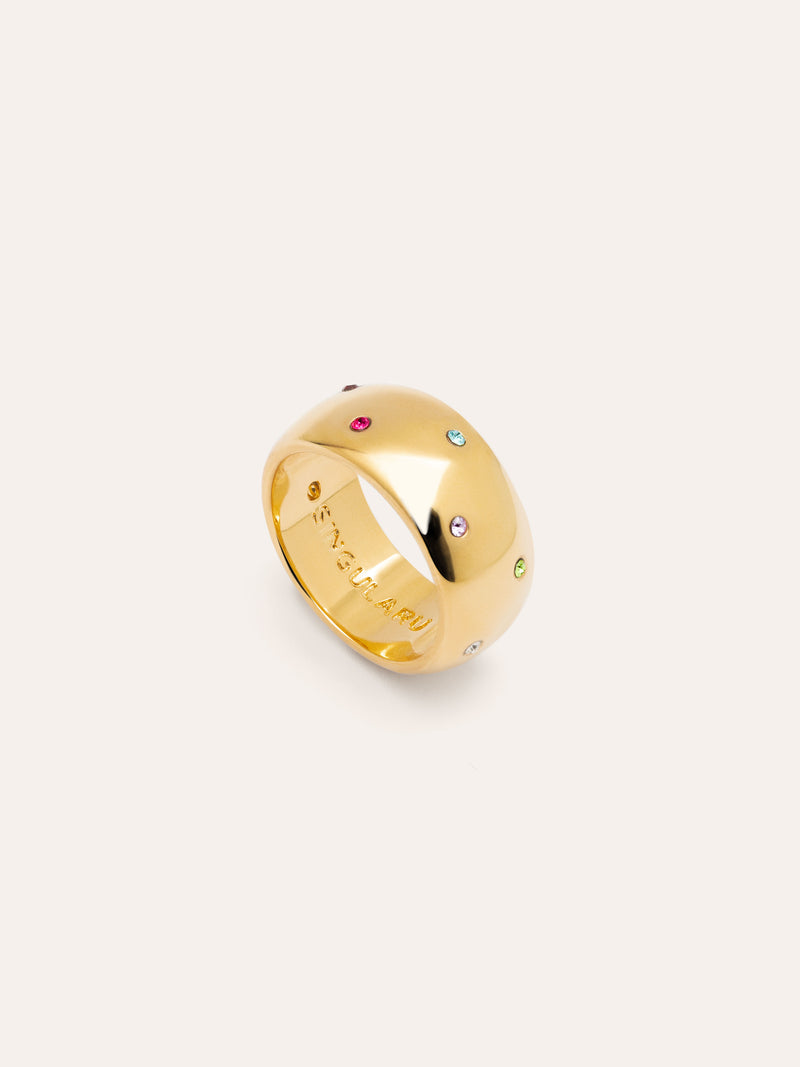 Curve Rainbow Gold Ring 