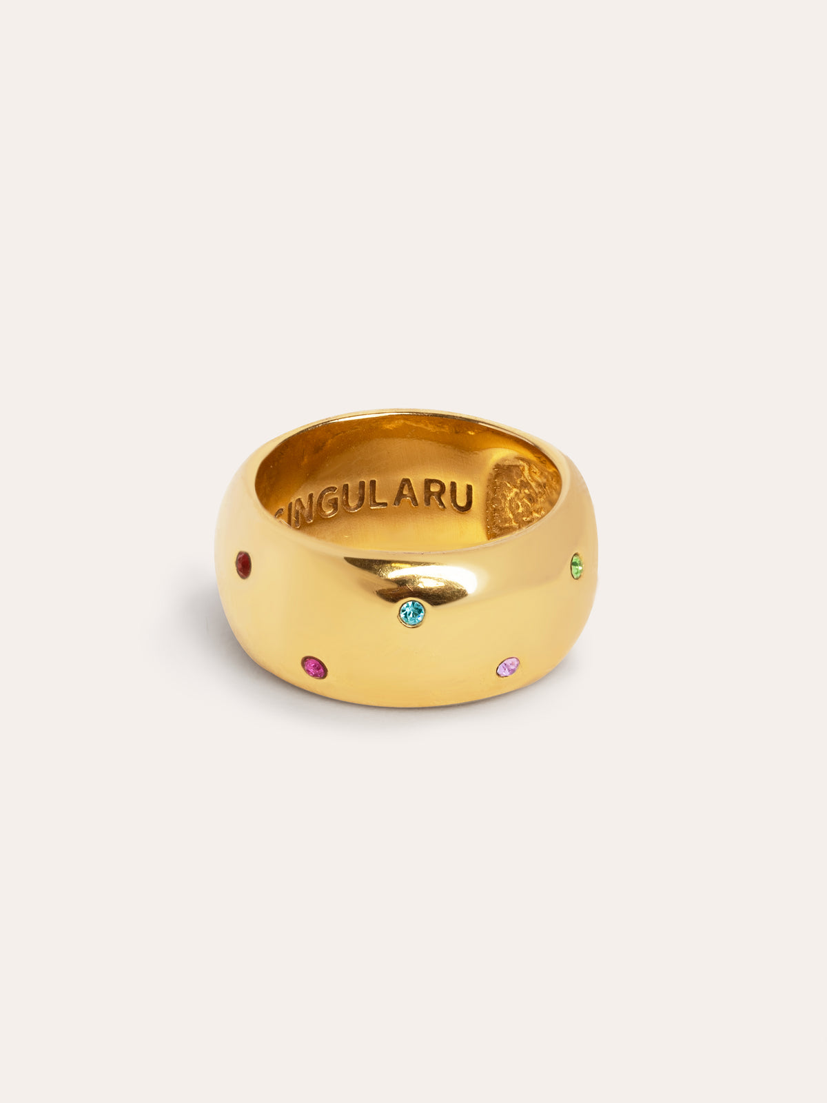 Curve Rainbow Steel Gold-Plated Ring