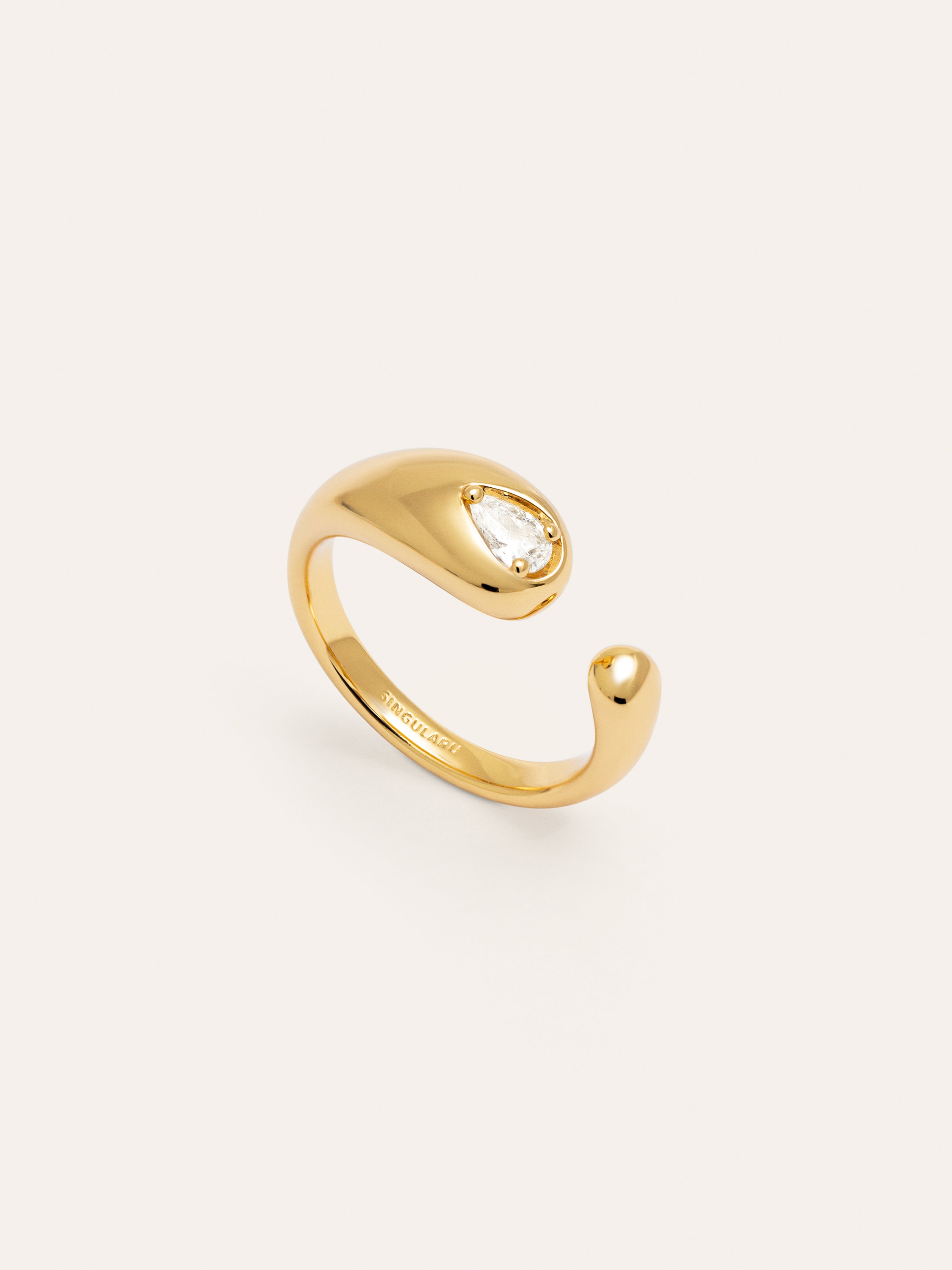 Anillo Doble Gota Spark Baño Oro