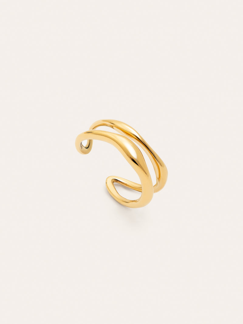 Double Air Stainless Steel Gold Ring
