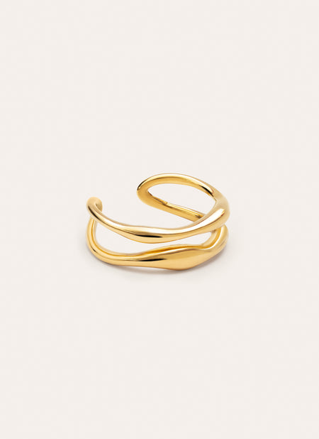 Double Air Stainless Steel Gold Ring