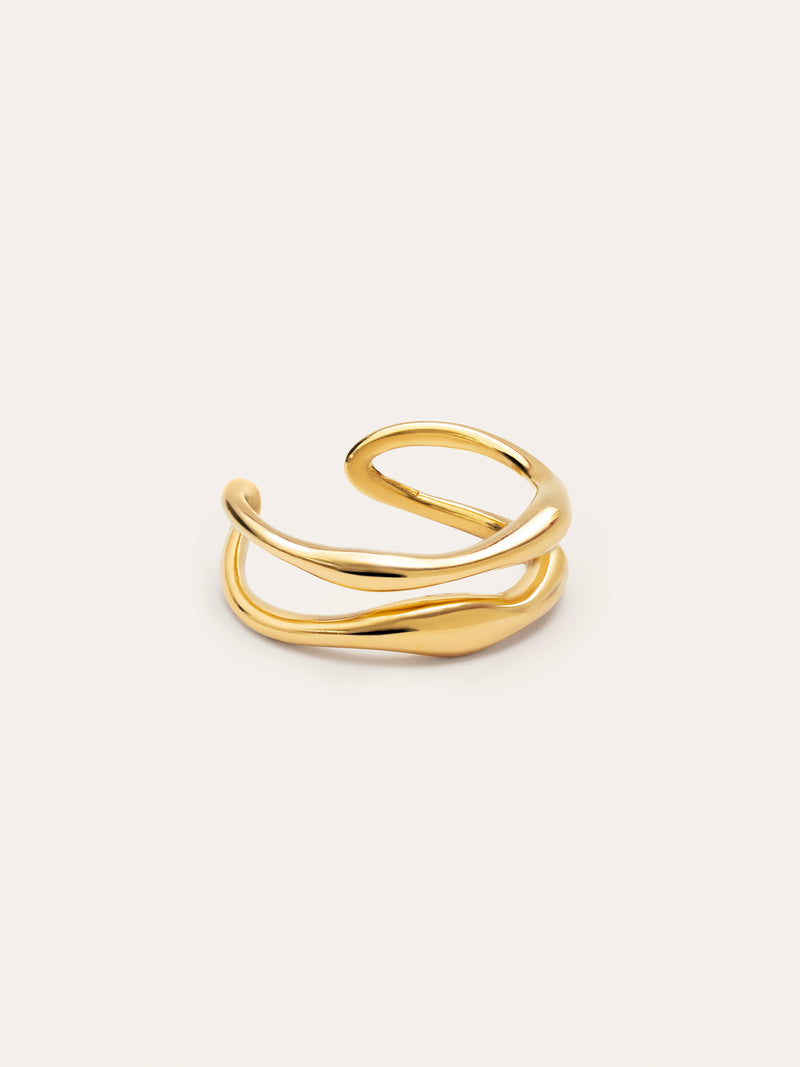 Double Air Stainless Steel Gold Ring