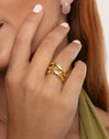 Double Cross Ring, Gold-Plated Steel