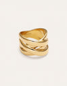 Double Cross Ring, Gold-Plated Steel