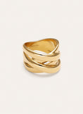 Anillo Double Cross Acero Baño Oro