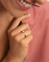 Double Drop Stainless Steel Gold Ring 