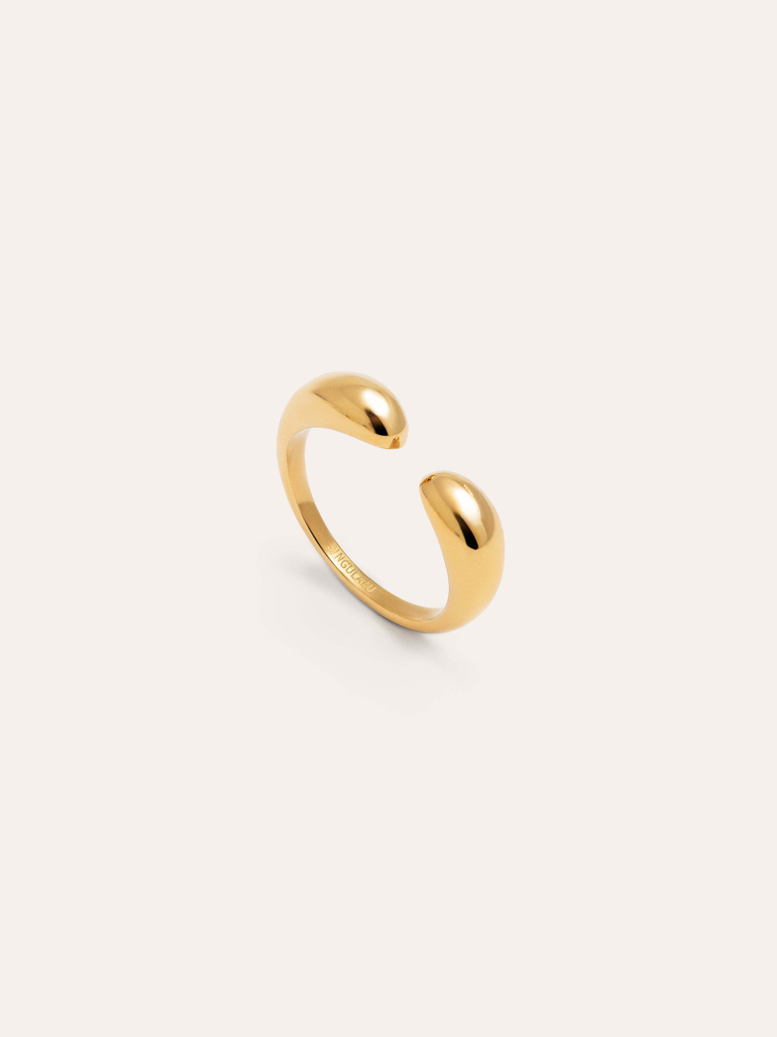 Double Drop Stainless Steel Gold Ring 