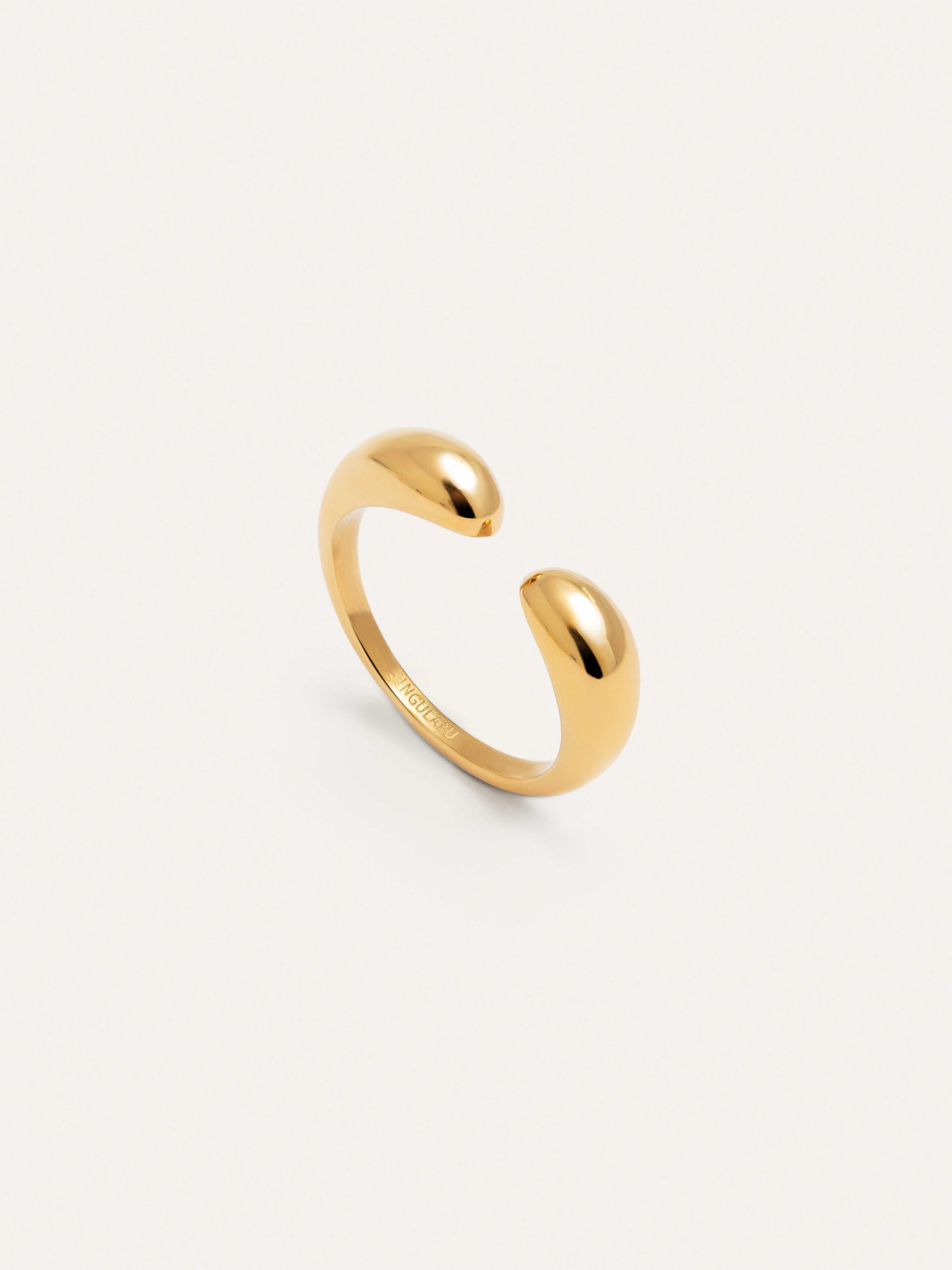 Anillo Doble Gota Acero Baño Oro