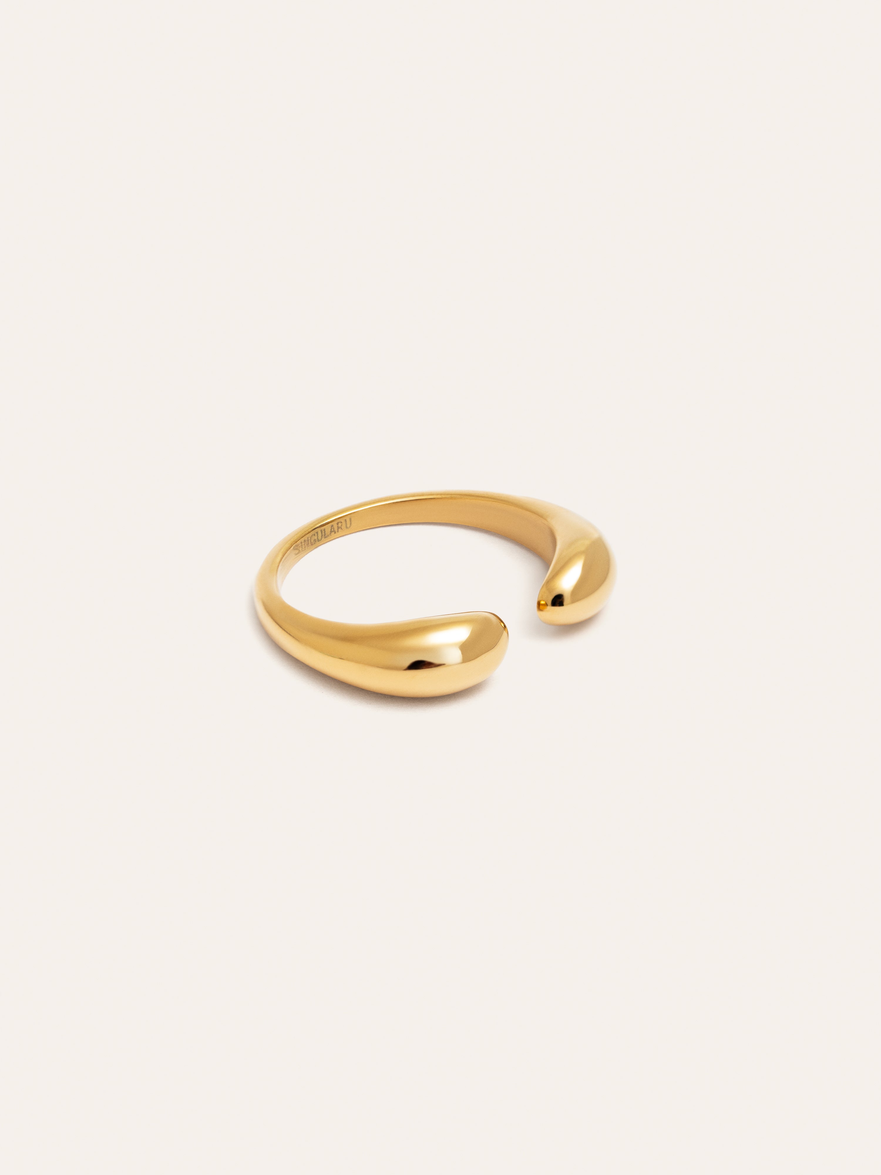 Double Drop Stainless Steel Gold Ring 