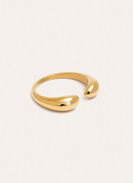 Double Drop Stainless Steel Gold Ring 