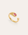 Double Drop Pink Gold Ring 