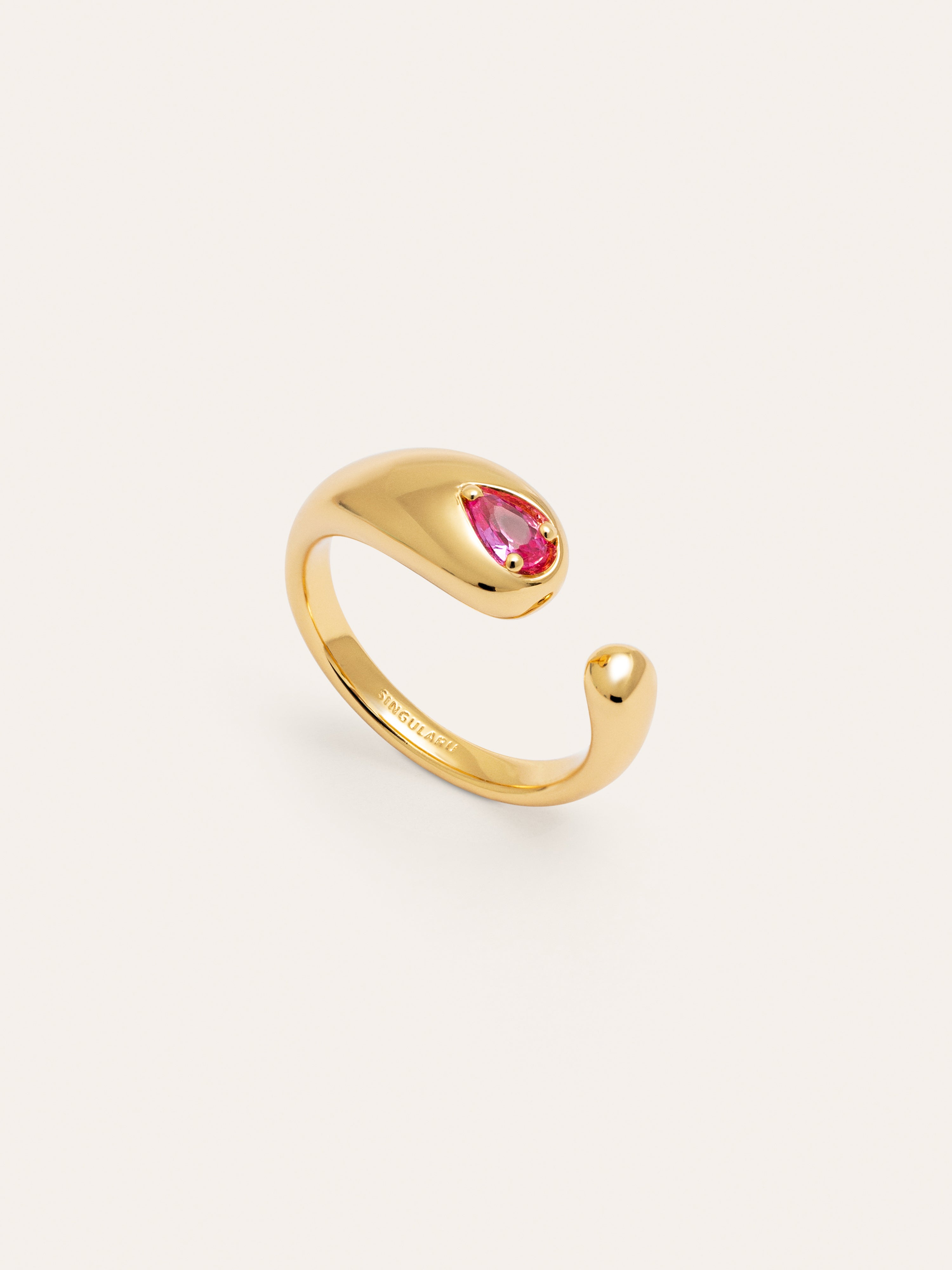 Double Drop Pink Gold Ring 