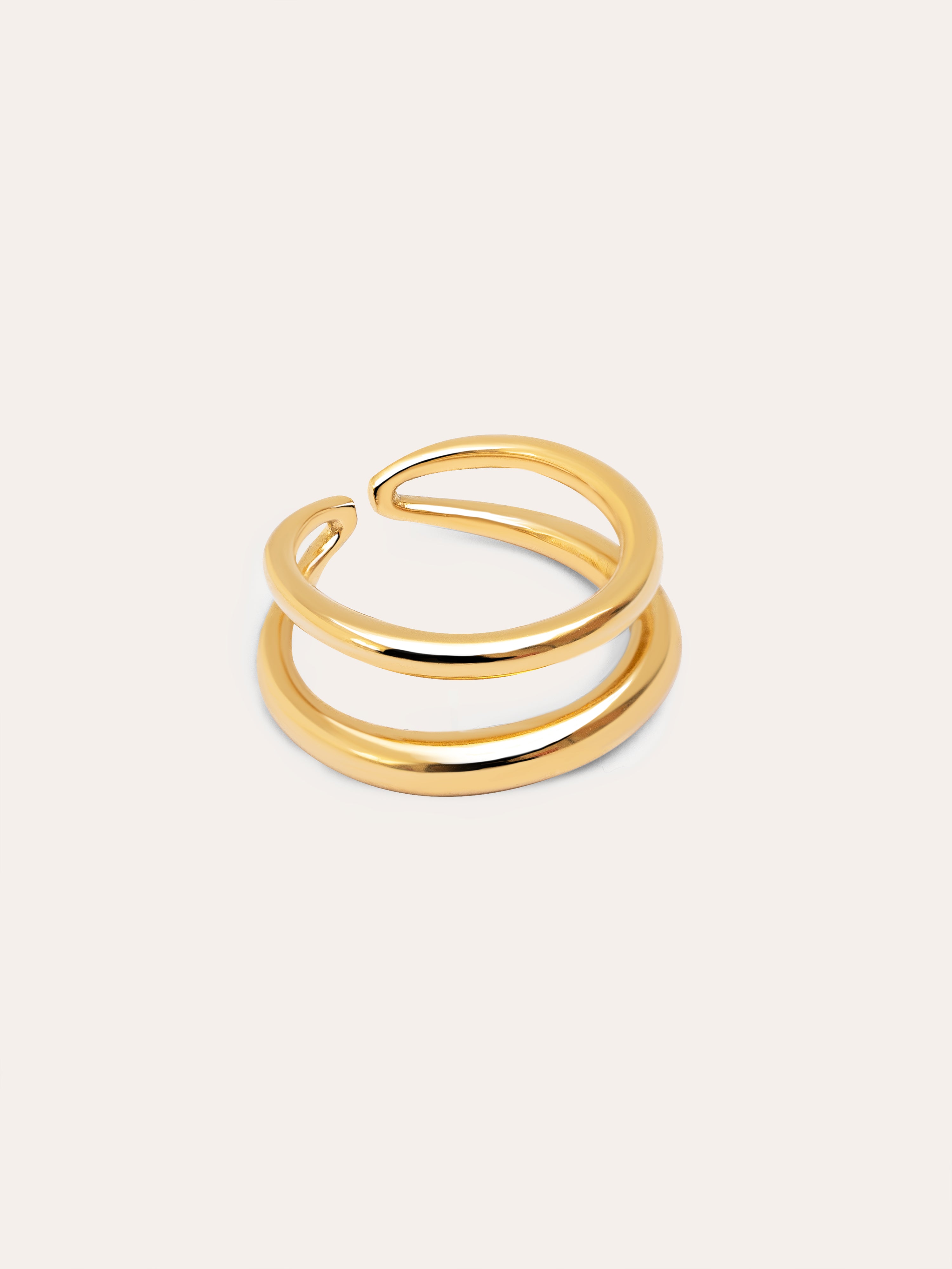 Doble Lines Stainless Steel Gold Ring