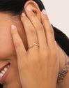 Anillo Doble Peak Pink Plata Baño Oro