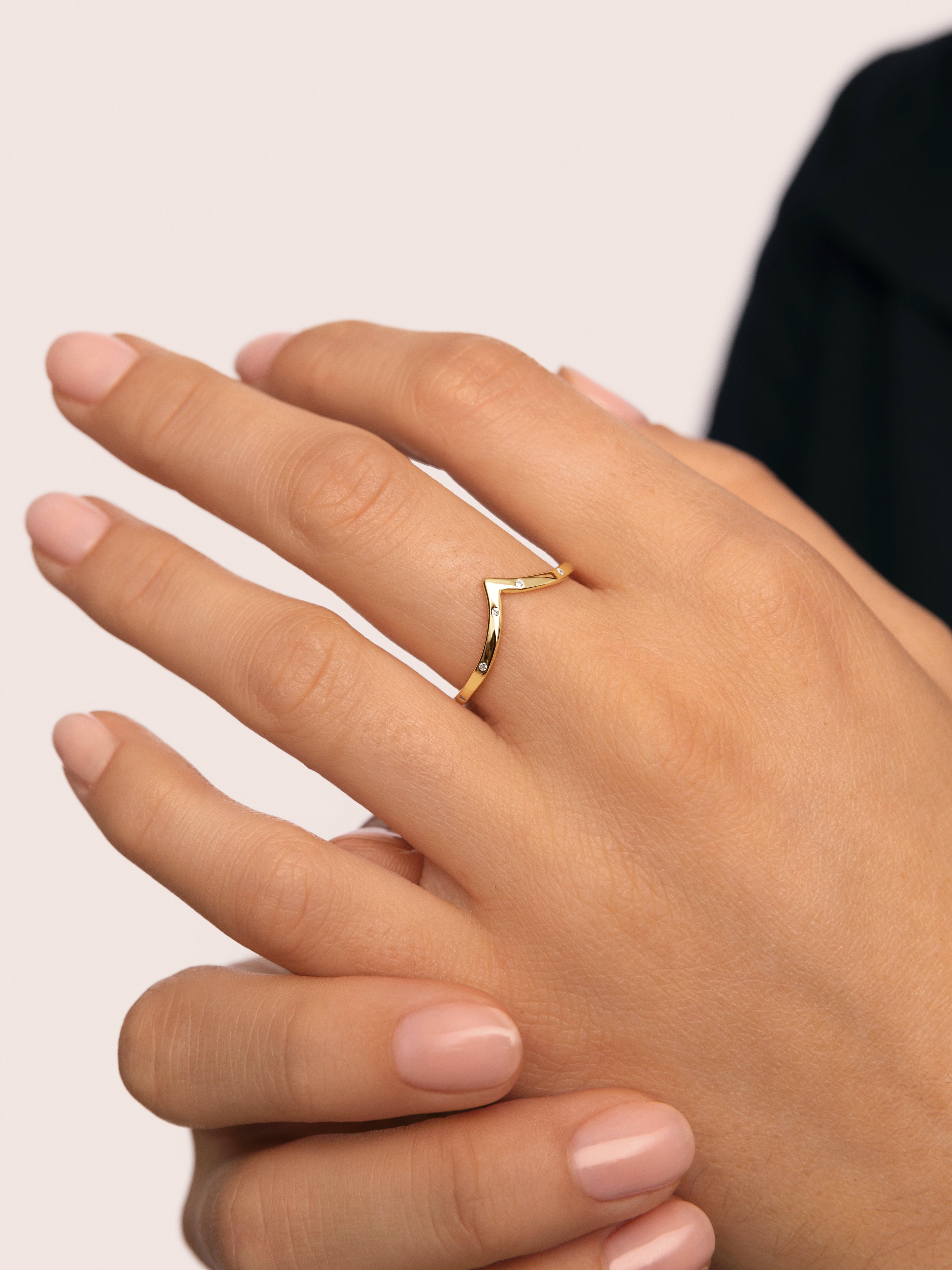 Anillo Doble Peak Pink Plata Baño Oro