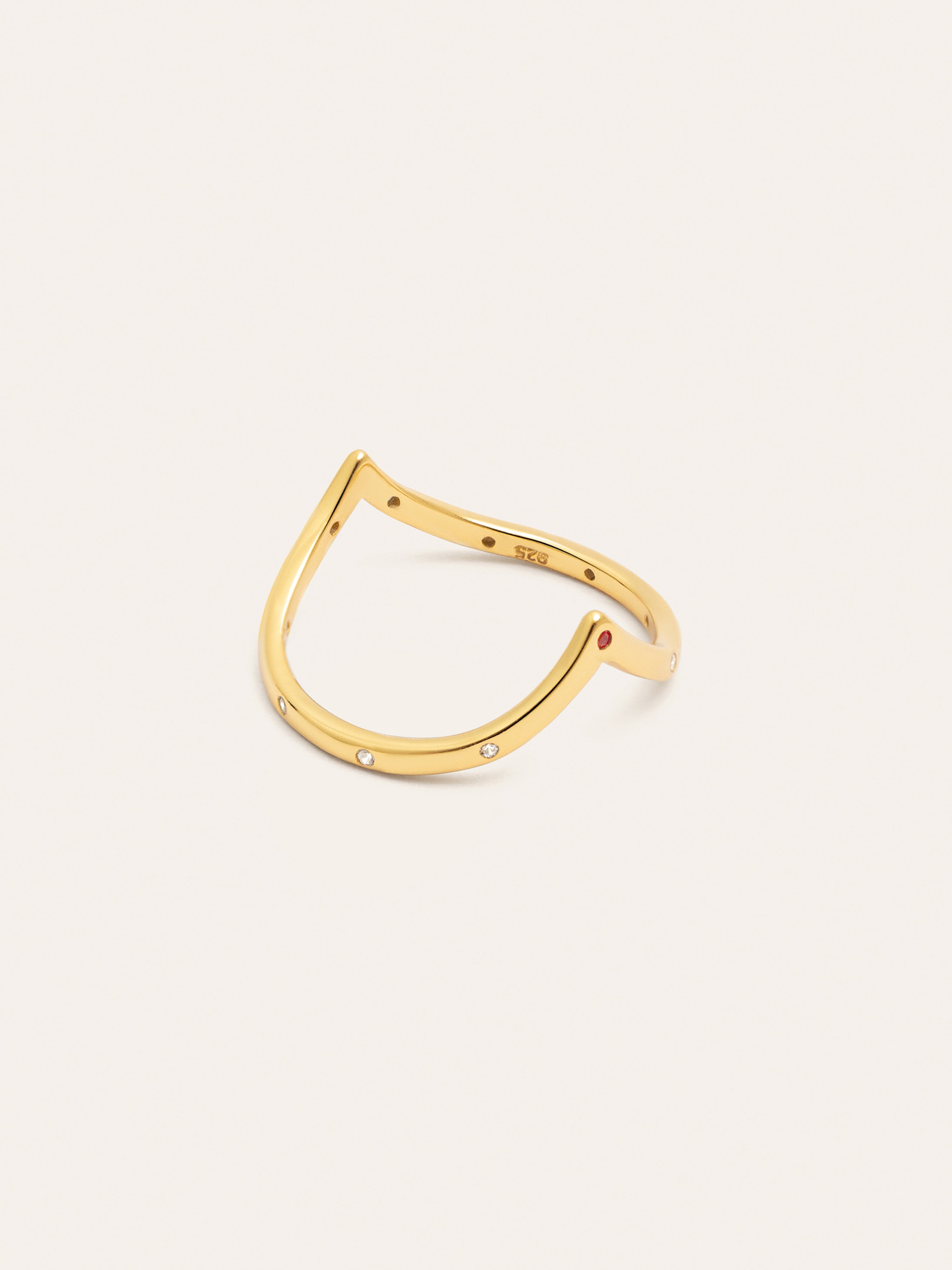 Anillo Doble Peak Pink Plata Baño Oro