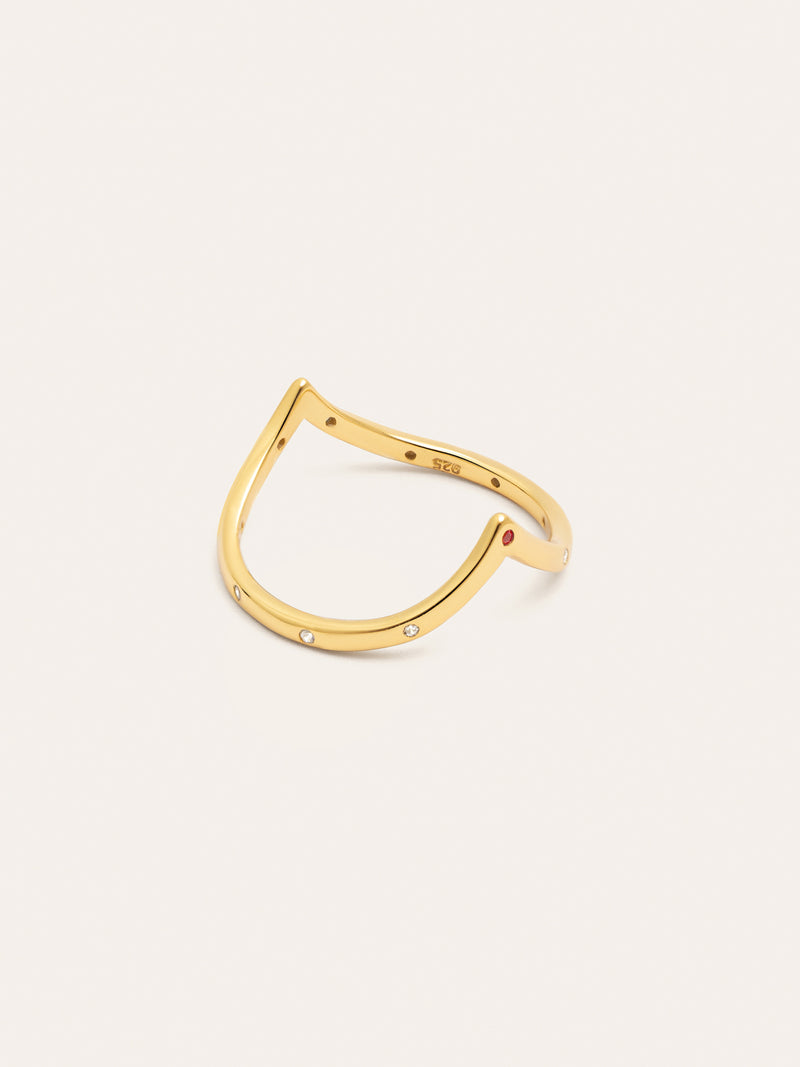 Double Peak Pink Ring Silver Gold Plated