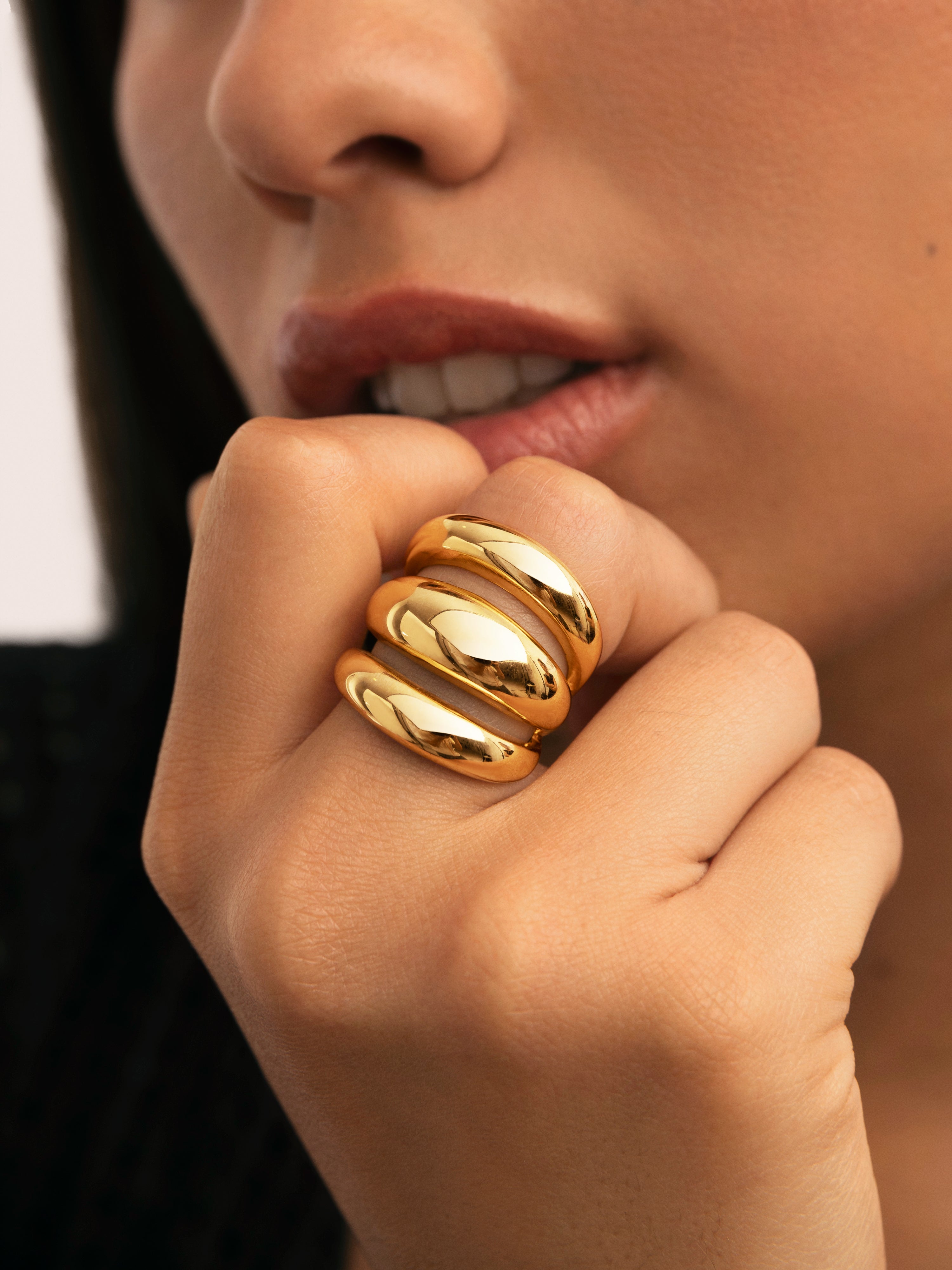 Dune Air Stainless Steel Gold Ring