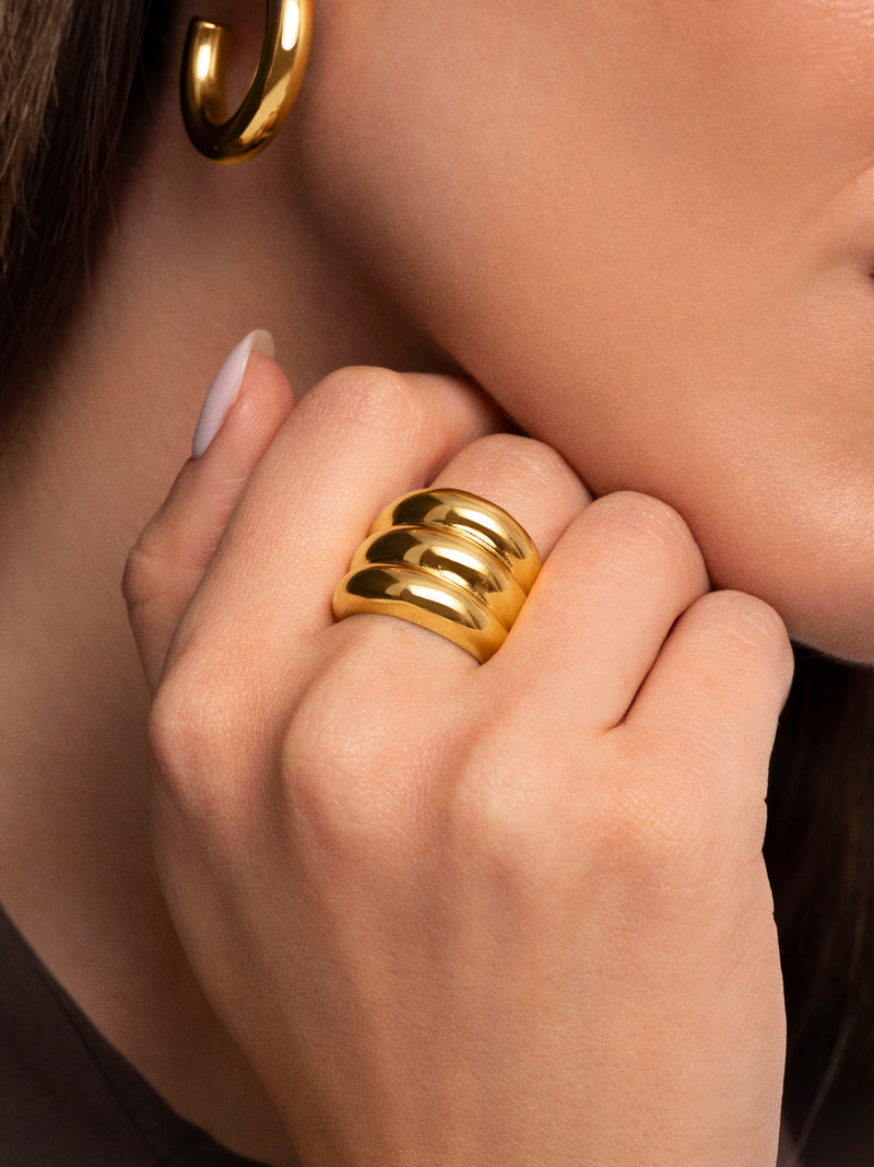 Dune Stainless Steel Gold Ring 